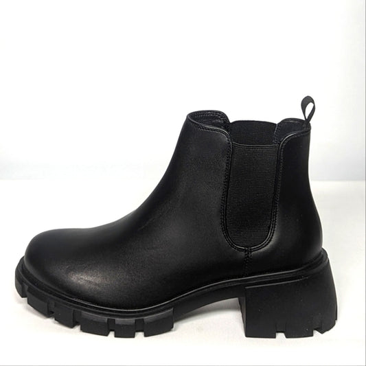 NEW Steve Madden Womens Leather Howler Chunky Heel Ankle Boot Sz 9 black