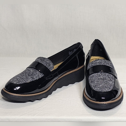 NEW Clarks Womens Leather Sharon Gracie Classy Stylish Loafer Sz 6 black