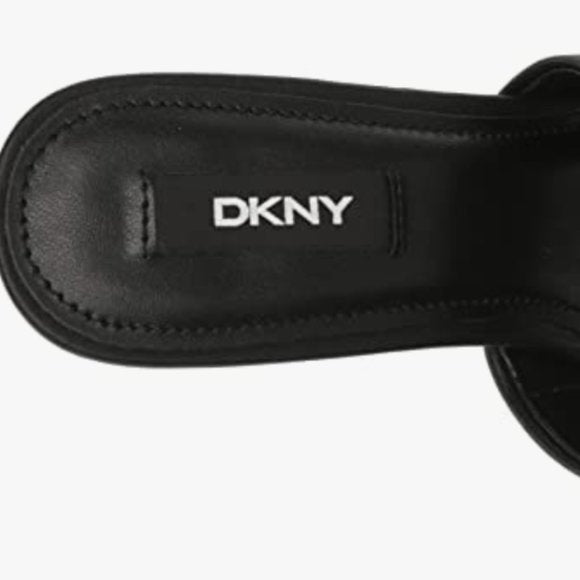 NEW DKNY Womens Bronx Open Toe Fashion Pump Heeled Sandal Black Sz 7.5