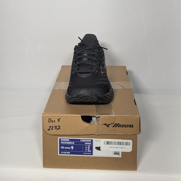 NEW Mizuno Womens Wave Rider 28 Running Shoe Black Shade Sz 9