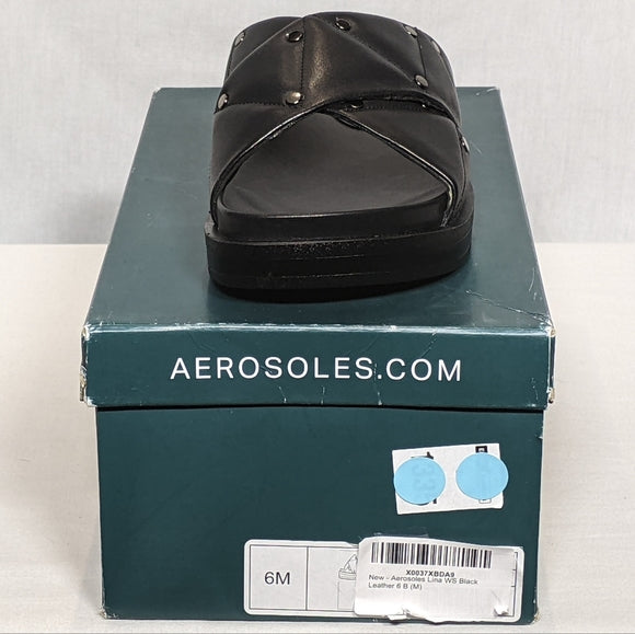 NEW Aerosoles Womens Lina Slide Sandal Sz 6 black Cool pattern