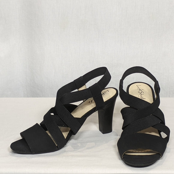 NEW LifeStride womens Charlotte Heeled Sandal Sz 8.5 black