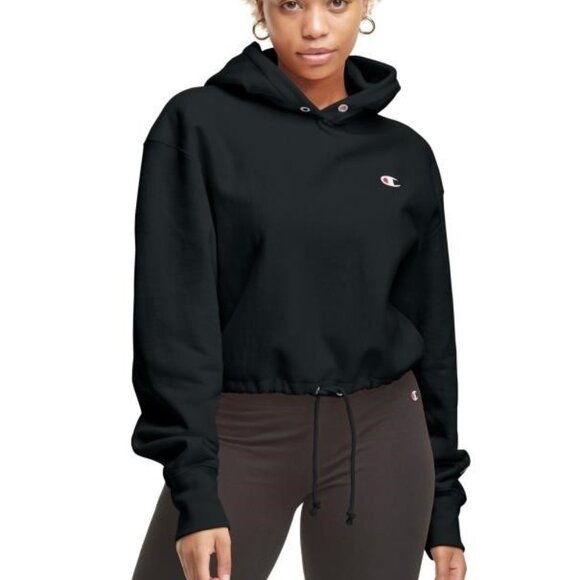 NEW Champion Womens Oversized Cropped Hoodie black 2XL