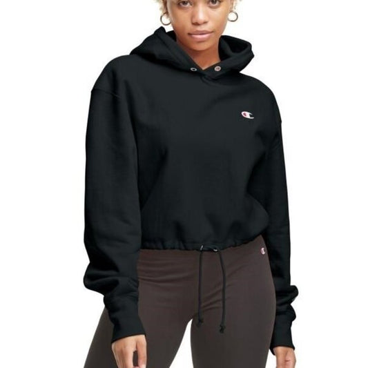 NEW Champion Womens Oversized Cropped Hoodie black 2XL