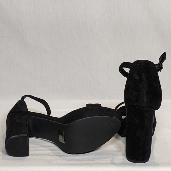 NEW Allegra K Womens Ankle Strap Platform Chunky Heel Sandals Sz 7.5 black