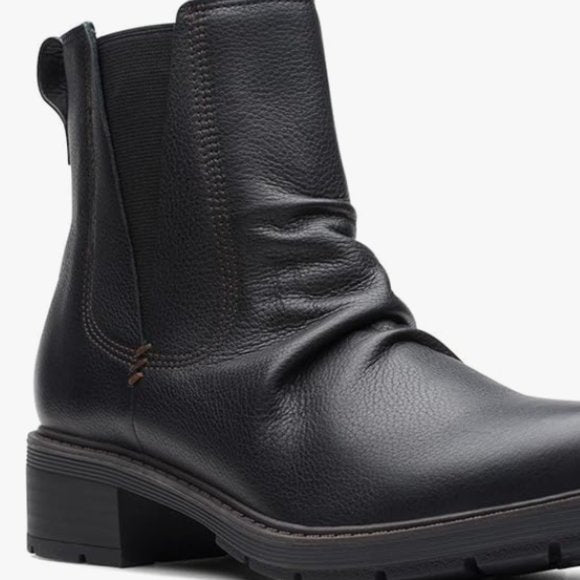 NEW Clarks Womens Hearth Rose Leather Mid Calf Boot Sz 8 wide black