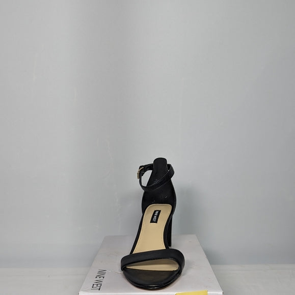 NEW Nine West Womens Leather Pruce Block Heel Sandal Black Nappa Sz 8 black