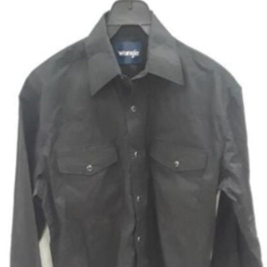 NEW Wrangler Mens Button-up black dress shirt - Small black