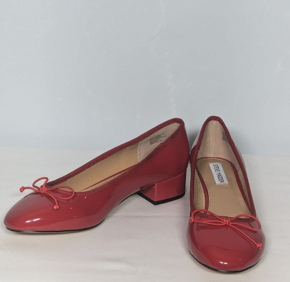 NEW Steve Madden Womens Patent Red Low Block Pump Sz 10 red