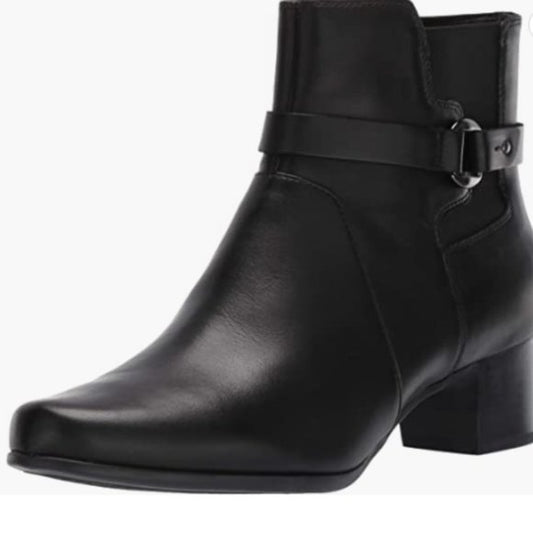 NEW Clarks Womens Leather Un Damson Mid Ankle Boot Sz 10 black