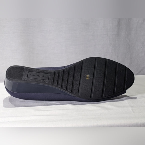NEW Bandolino Womens Peep Shoe wedge Navy sz 9.5