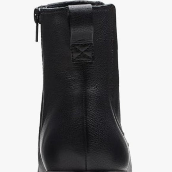 NEW Clarks Womens Hearth Rose Leather Mid Calf Boot Sz 8 wide black
