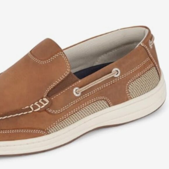 NEW Dockers Mens Leather Tiller Boat Shoe Sz 12 tan