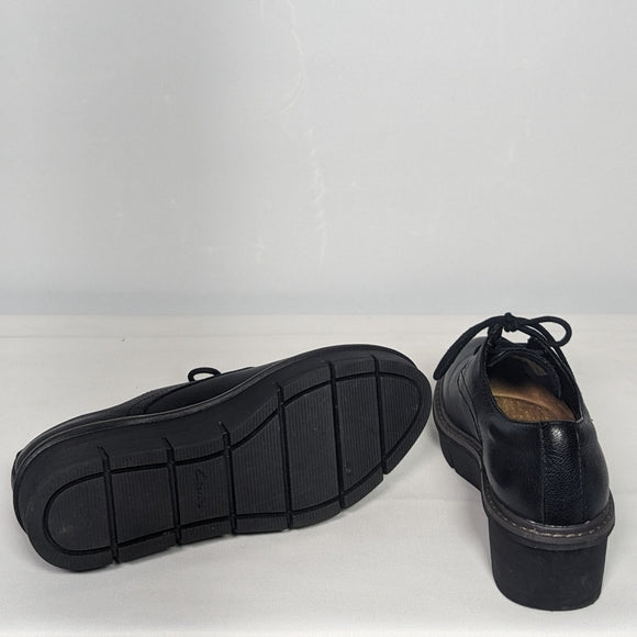 NEW Clarks Womens Leather Airabell Tye Platform Sz 5 black