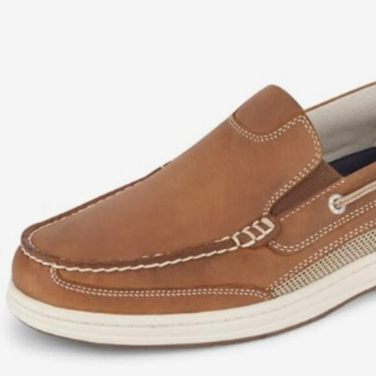 NEW Dockers Mens Leather Tiller Boat Shoe Sz 12 tan