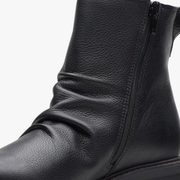 NEW Clarks Womens Hearth Rose Leather Mid Calf Boot Sz 8 wide black
