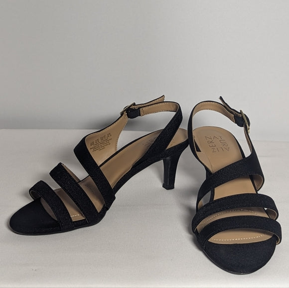 NEW Naturalizer Womens Taimi Adjustable Evening Sandals Sz 8 black metallic