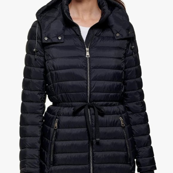 NEW DKNY Womens Comfort Soft Packable Puffer Outwear Jacket Sz L black