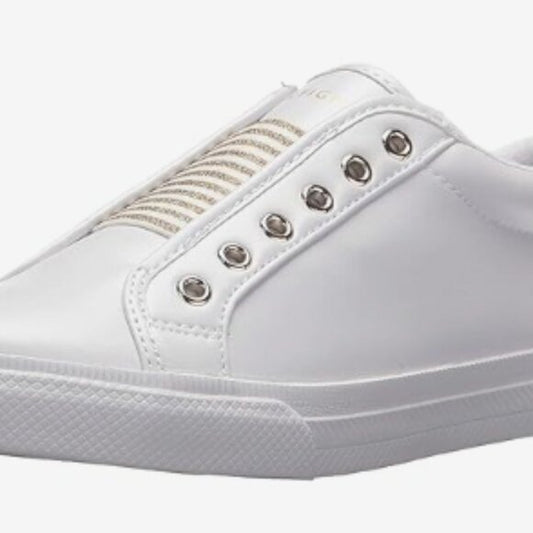 NEW Tommy Hilfiger Womens Laven Sneaker sz 8.5 white/gold