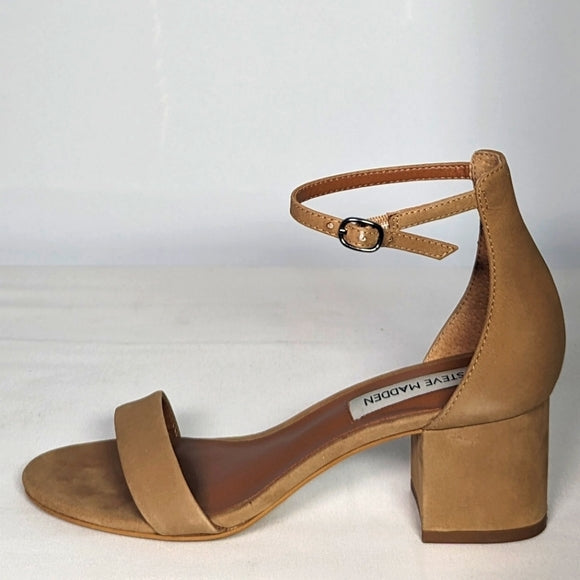 NEW Steve Madden Womens Leather Irenee Heeled Sandal Sz 6 tan