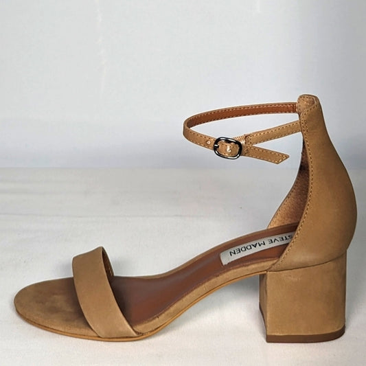 NEW Steve Madden Womens Leather Irenee Heeled Sandal Sz 6 tan