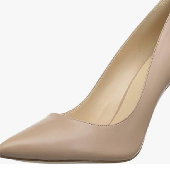 NEW NINE WEST Womens Tatiana Pointy Toe Pump Leather barely nude sz 6.5