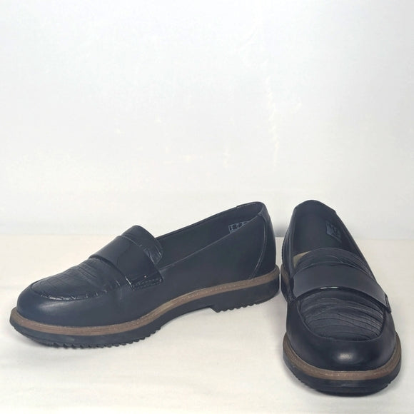 Clarks Womens Leather Sharon Gracie Classy Stylish Loafer Sz 6 wide black