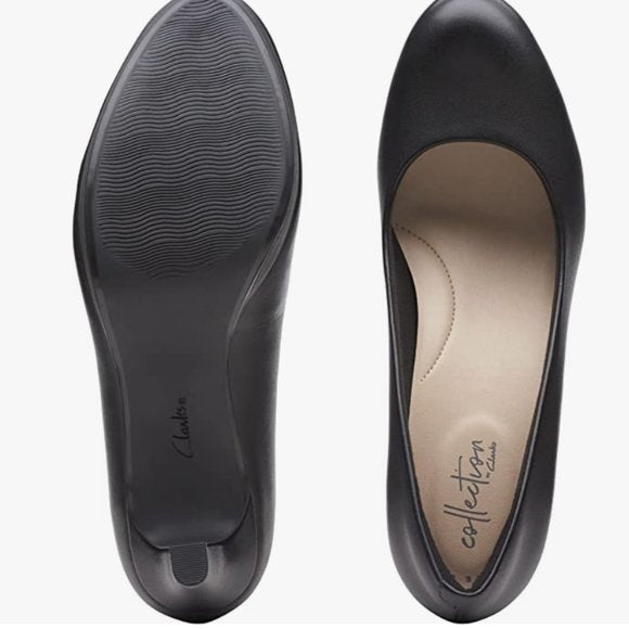 NEW Clarks Womens Adriel Viola Leather Pump 8.5 black