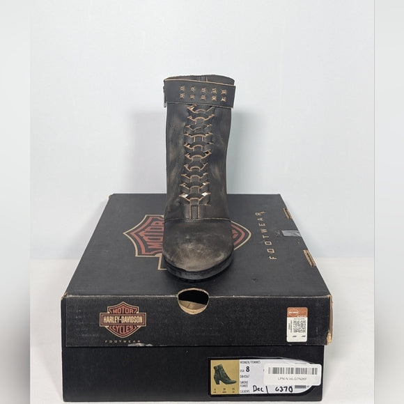 NEW Harley-Davidson Womens Leather Calkins Motorcycle Riding Boot smoke sz 8