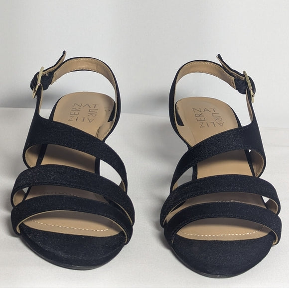 NEW Naturalizer Womens Taimi Adjustable Evening Sandals Sz 8 black metallic