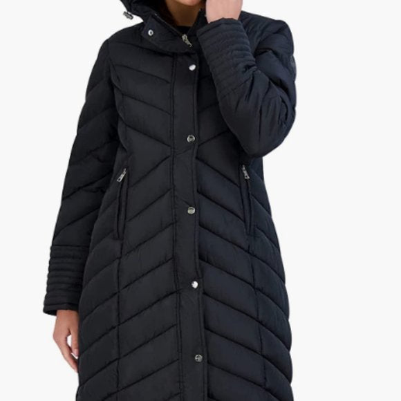 NEW Madden Girl Womens Madden Girl Women's Long Chevron Puffer Jacket XL black