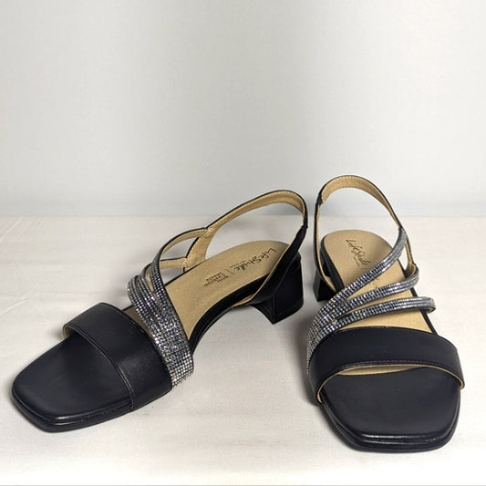 NEW LifeStride Womens Joy Sandal Rhinestone Black 8 Wide