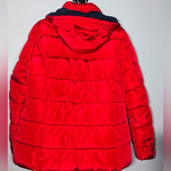 NEW Tommy Hilfiger Womens Puffer Hooded Winter Jacket Sz Large red