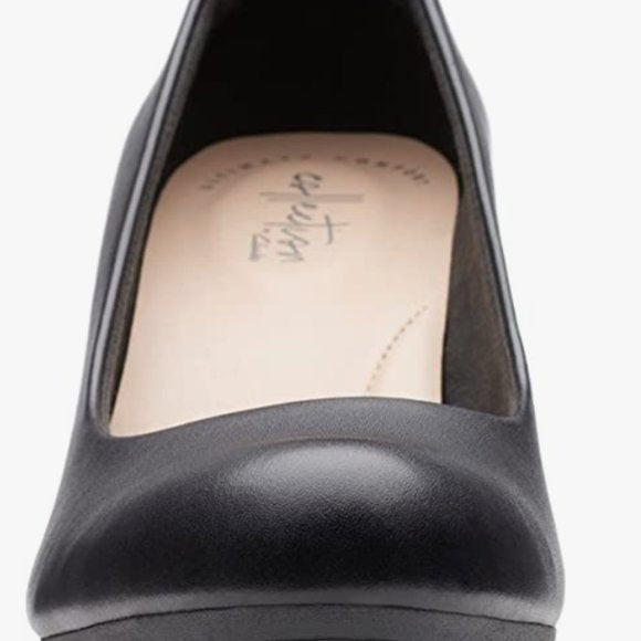 NEW Clarks Womens Adriel Viola Leather Pump 8.5 black