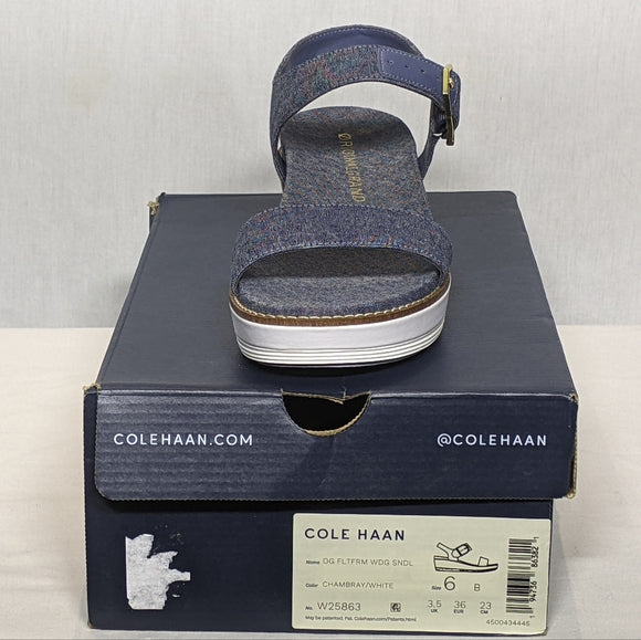 NEW Cole Haan Womens Grand Flatform Wedge Sandal Sz 6 Denim