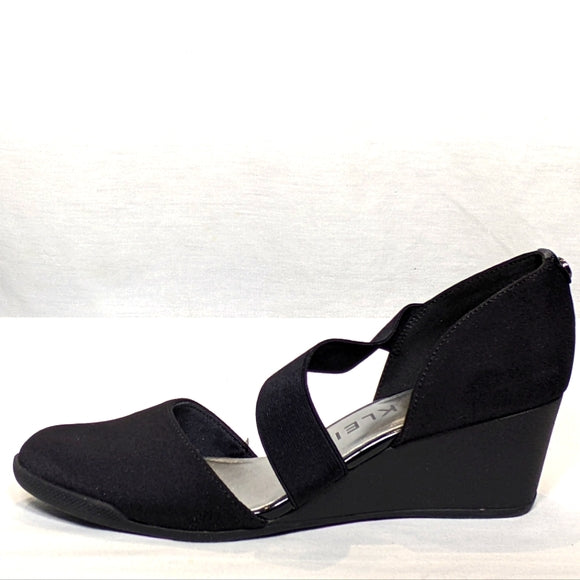 NEW Anne Klein Tara Strap d'Orsay Wedge Sz 6.5 black