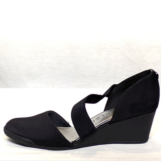NEW Anne Klein Tara Strap d'Orsay Wedge Sz 6.5 black