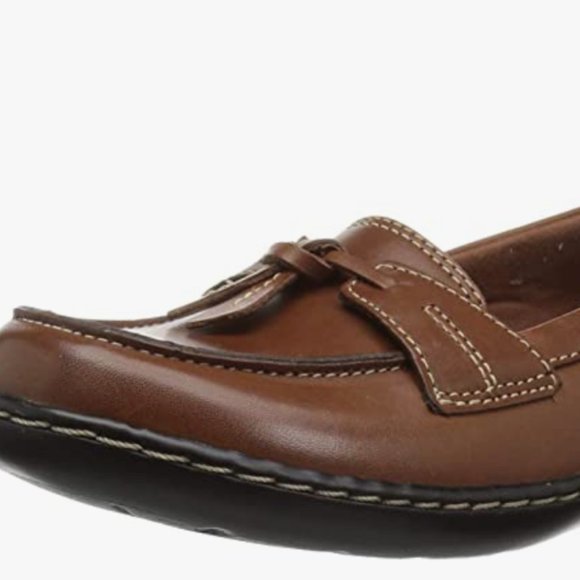 NEW Clarks Womens Ashland Leather Bubble Loafer Sz 8 wide brown