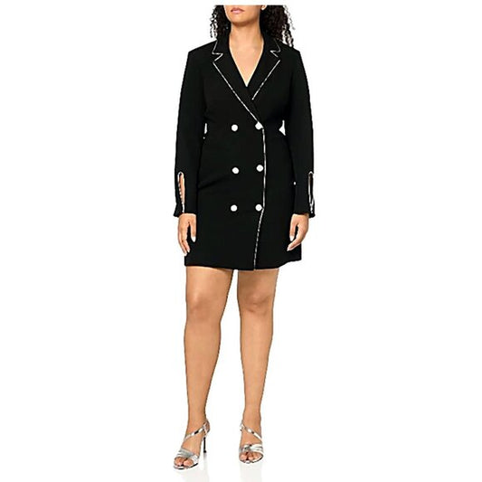 NEW Karl Lagerfeld Womens Embellished Trim Long Sleeve Split Cuff Blazer Dress 6