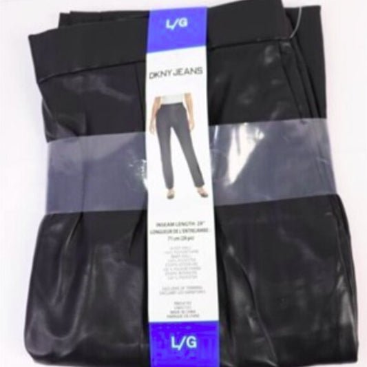 NEW DKNY Womens Faux Leather Pants large black