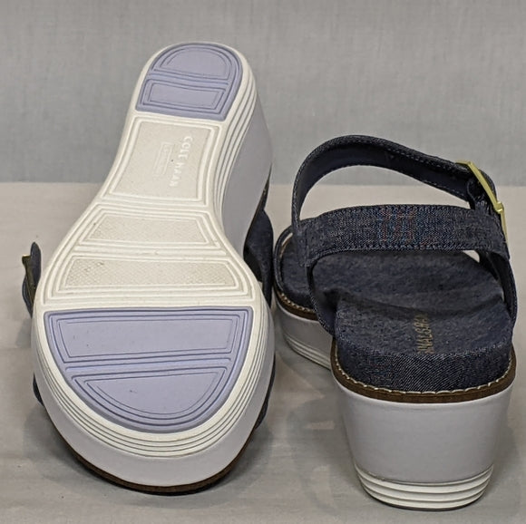 NEW Cole Haan Womens Grand Flatform Wedge Sandal Sz 6 Denim