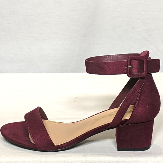 NEW Allegra K Women's Ankle Strap Chunky Heel Sandals Shoes Sz 7.5 Burgundy