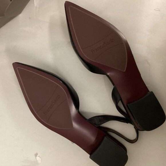 NEW Franco Sarto Womens Tyra Leather Slingback Block Heel sz 7.5 black