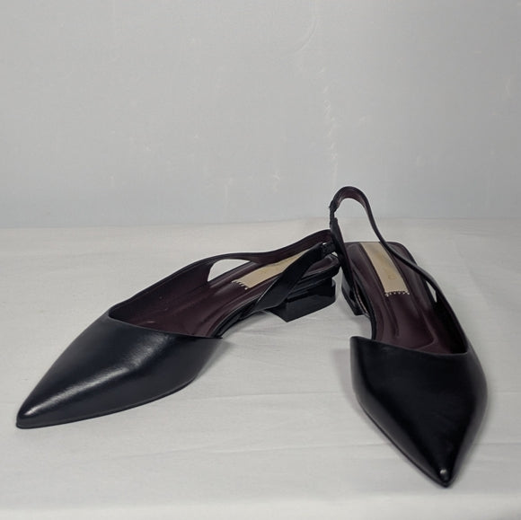 NEW Franco Sarto Womens Tyra Leather Slingback Block Heel sz 7.5 black
