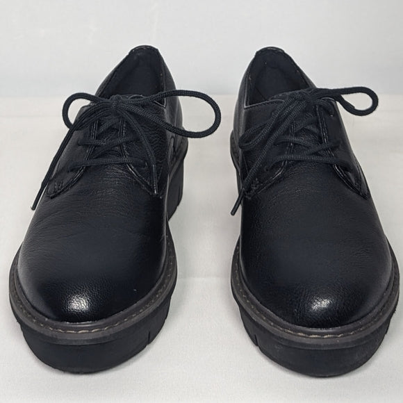 NEW Clarks Womens Leather Airabell Tye Platform Sz 5 black