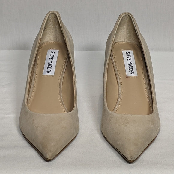 Steve Madden Womens Lend Pointed Toe Block Heel Sz 5.5 beige