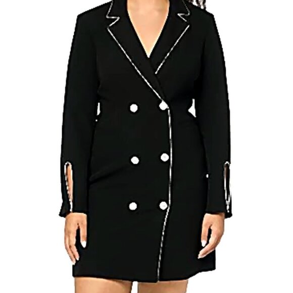 NEW Karl Lagerfeld Womens Embellished Trim Long Sleeve Split Cuff Blazer Dress 6