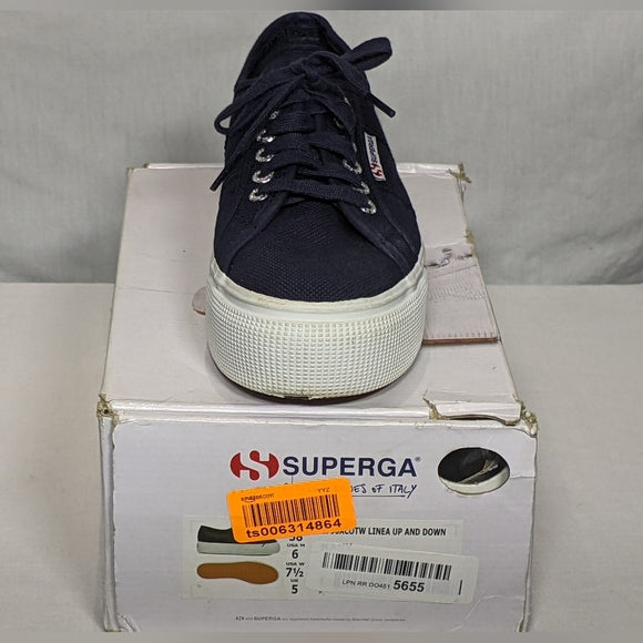 NEW Superga Womens 2790a COTW Fashion Linea Up & Down Italy Navy 7.5 Wide