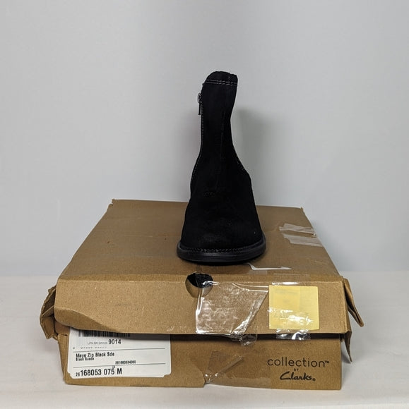 NEW Clarks Womens Suede Maye Zip Ankle Boot Sz 7.5 black