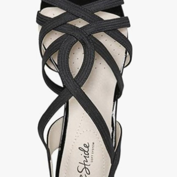 NEW Life Stride Womens Yaya Wedge Sandal Sz 8.5 black